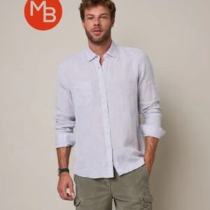 Camisa de Lino cuello Italiano Manga Larga