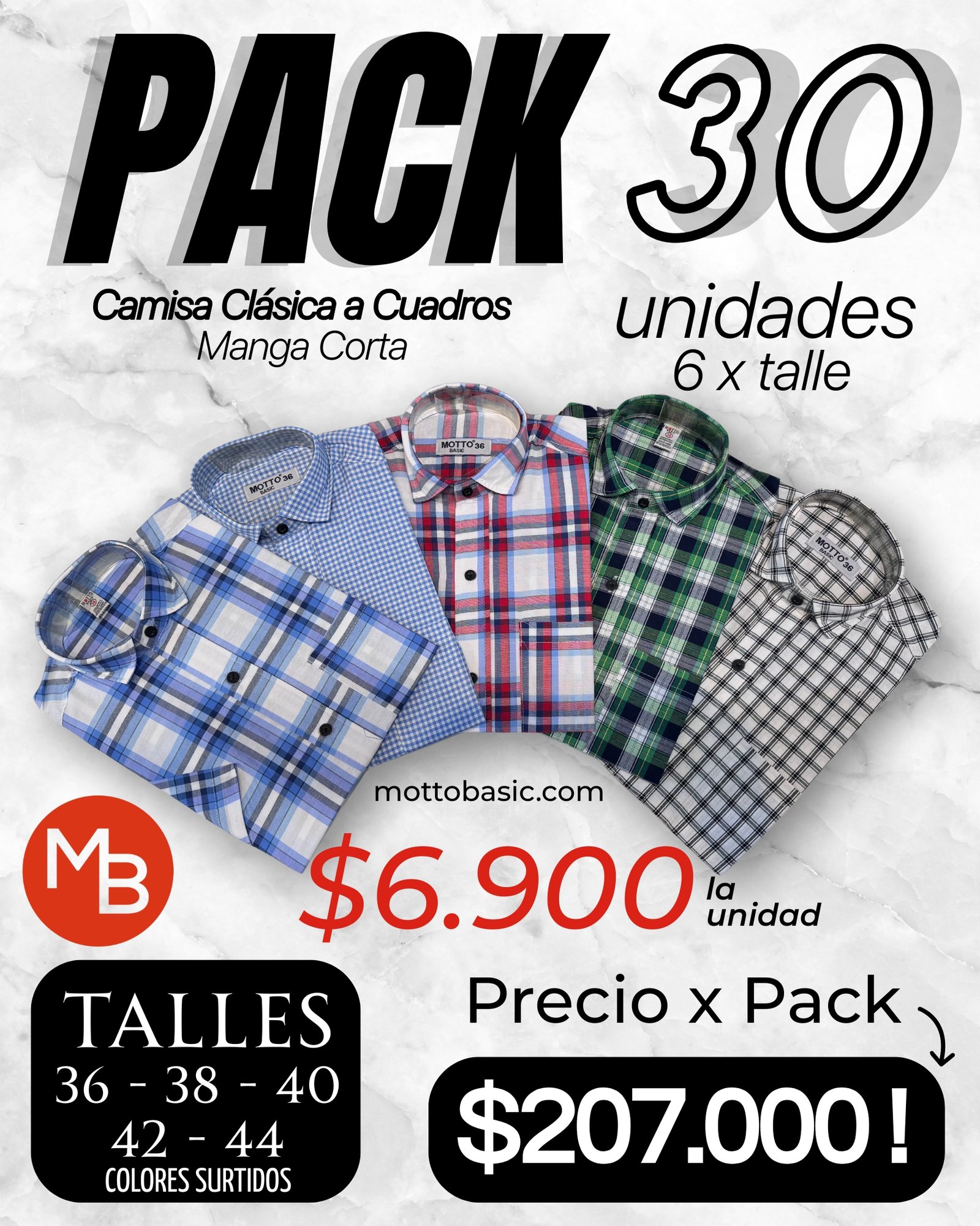 Liquidacion Camisa Cuadro Manga Corta