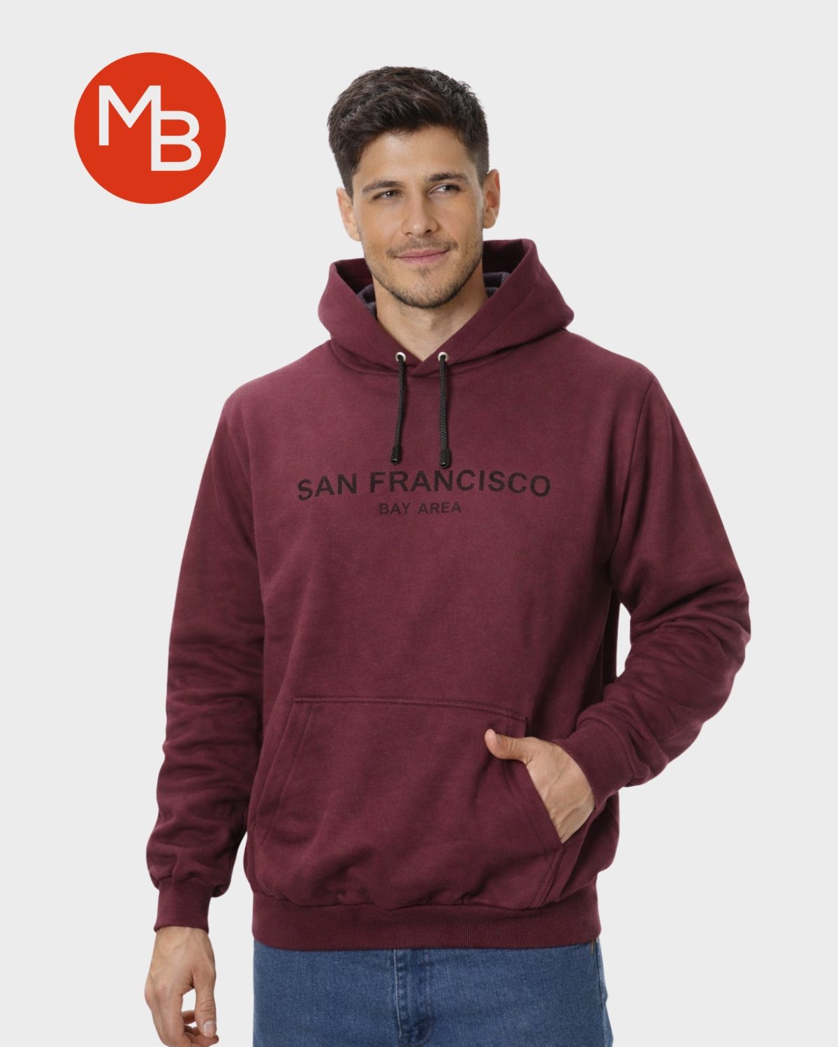 Buzo canguro cardado estampado